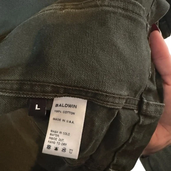 Baldwin Men's Dark Green Utility Cargo Zip Up Size L Made in USA Cotton Jacket - Picture 6 of 7